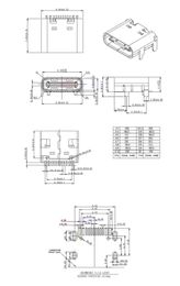 Freeshipping 1000pcs/lot Type C 16 Pin SMT Socket Connector USB 3.1 Type-C Female Placement SMD DIP for PCB design DIY high current charging