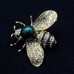 Fashion metal small animal Jewellery alloy bee diamonds pearl brooch charm female Jewellery