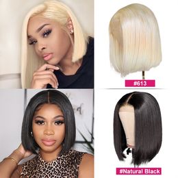 Lace Wigs Ishow Malaysian 13*1 t Part Lace Front Wig Bob Brazilian Human Hair Wigs 613 Blonde Colour Peruvian Straight for Women All Ag 8-14inch