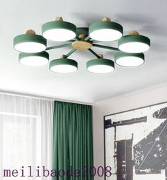 Nordic Living Room Wooden Chandelier Lights Modern Bedroom Led Ceiling Dining Room Kitchen Lamps Hanging Luminaires Fixtures MYY