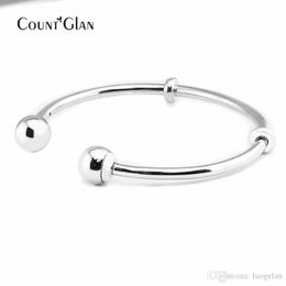 sterling silver lobster claw clasp UK - 925 Sterling Silver Jewelry Open Bangle Classic For Women Original Fashion Charms European Pandora Style Bangles