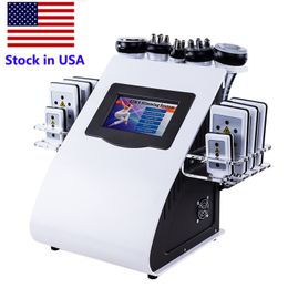 Запас в США Новое повышение похудения 6 в 1 Ультразвуковая кавитационная вакуумная радиочастотная машина Lipo Laser Body Sculpting Match