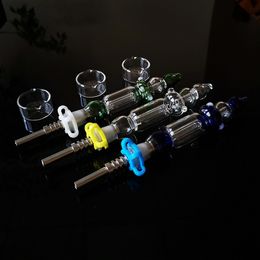 10mm 14mm Joint Nector Collector Kits With Titanium Tip Mini Smoking Glass Water Pipes Dab Oil Rigs Straw With Box NC10