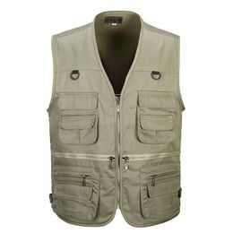 Men Cotton Multi Pocket Vest Summer New Male Casual Thin Sleeveless Jacket With Many Pockets Mens Photographer