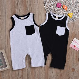 Summer Baby Sleeveless Rompers Clothes Infants Solid Colour Soft Cotton Vest Jumpsuits Boutique Kids Casual Jumpsuit Clothings M2000