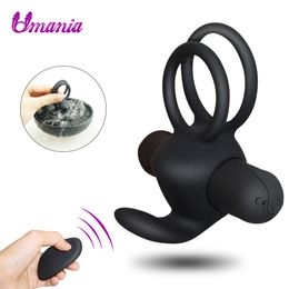 Super Powerful Remote Control Vibrator Penis Cock Silicone Rings Adult Sex Toys For Man Vibrating Clitoral Stimulator For Couple Y190711