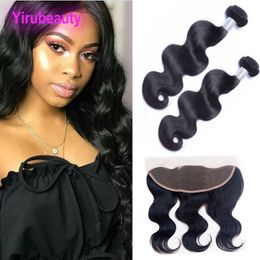 Body Wave Hair Bundles With Ear To Er Lace Frontal 13X4 Free Part Malaysian Virgin Hair Weaves Top Closure 10-28inch