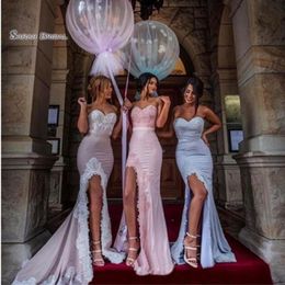 gold colored prom dresses UK - Sweetheart Sweep Split Mermaid Prom Dresses Vestidos De Festa Evening Wear In Stock Hot Sales High-end Occasion Dress