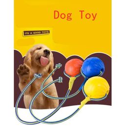 Teeth Indestructible Bite Rubber Puppy Funny Training Ball Chew Toys Play Fetch Solid with Carrier Rope Pet Dog