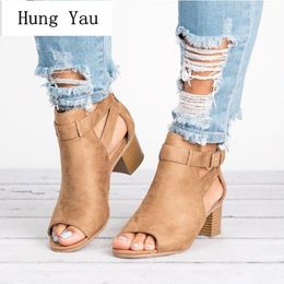 Woman Sandals Shoes 2019 Summer Fashion Style Wedges Pumps High Heels Buckle Strap Gladiator Women Solid Plus Size 34-43