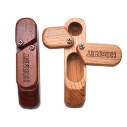 Wooden Smoking Pipes Double Layer Wood Portable Smoking Hand Pipes With Tobacco Storage Groove Smoking Accessories
