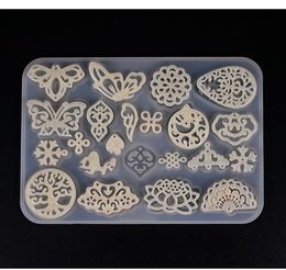 Retro Hollow Pendant Silicone Molds Clear Butterfly Earring Pendant UV Resin Mold Multi Patterns Jewelry Making Craft Mould