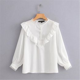 Elegant women blouses ruffle o-neck office ladies Casual shirts Long Sleeve blouses For women Tops And Female shirts