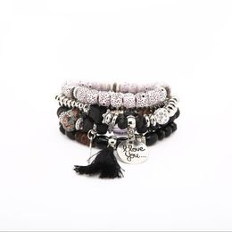 Vintage Bohemian Ethnic Wind Wings Tassel Multi-layer Bracelet Bodhi Bracelet fashion