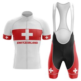 New 2024 Switzerland Cycling Team Jersey 19D pad Bike Shorts Set Quick Dry Ropa Ciclismo Mens Pro BICYCLING Maillot Culotte Wear