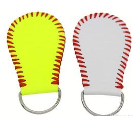 2019 hotsaleusa softball sunny Embroidered yellow really leather grils gifts with white real leather Baseball sports season jewelry keychain