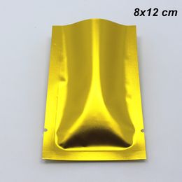 8x12cm Gold Matte Aluminum Foil Open Top Vacuum Heat Seal Packing Bag for Snack Mylar Foil Heat Sealable Vacuum Dried Nut Pack Package Pouch