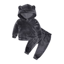 Kids Baby Girl Clothing Set Tracksuit Boys Velvet Tops Sweatshirt Hoodie Tops Pants Warm Cotton 2pcs Outfit Baby Clothes Sets8