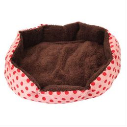 -Großverkauf Freies Verschiffen Gut aussehende Punkt-Muster Octagonal Flannelette / Cotton Pet Bett Rosa S