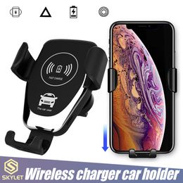 cell phone car mounts holders UK - Wireless Car Charger 10W Wireless Charger 14X faster Car Mount Air Vent Phone Holders For iPhone Samsung Qi Charger Adapter with Retail Box