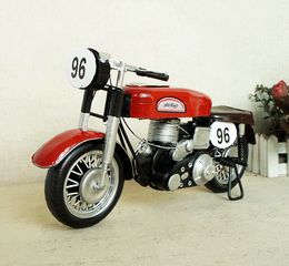 SM Ferro Metal Corrida de motocicleta modelo Brinquedos, estilo retro Handmade ornamento, Presentes Xmas Kid aniversário, coleta, Decoração, SMT5174