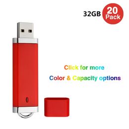 Bulk 20 Lättare design 32GB USB 2.0 Flash Drives Flash Memory Stick Pen Drive för dator Laptop Thumb Storage LED-indikator Fler färger
