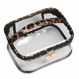 Leopard Clear Makeup Bag Handbag Portable Zipper Waterproof Transparent Travel Storage Pouch Cosmetic Toiletry PVC Bag With Handle Neceser De Leopardo