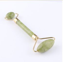 Green Roller and Gua Sha Tools Set by Natural Jade Scraper Massager with Stones for Face Neck Back and Jawline