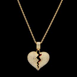 Fashion-Broken Heart Pendant Necklace For Mens Womens New Fashion Hip Hop Necklace Jewelry Gold Hiphop Necklaces