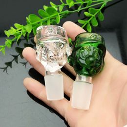 Green Cartoon Graphic Glass Converter Bubble Head Wholesale Bongs Oil Burner Pipes Water Pipes Rigs Smoking
