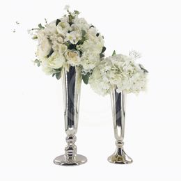 Wedding Simple Style Flower Stand Metal silver Vase For Wedding Decoration Event Party Decoration senyu0326