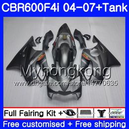 Body For HONDA CBR 600F4i CBR600 FS CBR600F4i 04 05 06 07 281HM.16 CBR 600 F4i CBR600 F4i 2004 2005 2006 2007 Fairings Silver black hot kit