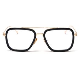 Wholesale-Peekaboo transparent square glasses frame women gold half metal male eyeglasses optica clear lens high quality