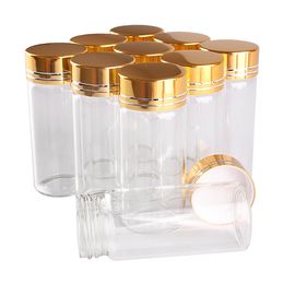 24 pieces 30ml 30*70mm Empty Glass Bottles with Golden Caps Transparent Glass Perfume Spice Bottles Glass Container