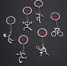 Metal Sports Logo Key Chain Bike Running Weightlifting Football Basketball Keychain Small Gifts