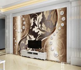 Wall Murals Wallpaper European Golden Lace Jewelry Flower TV Background Wall HD Digital Printing Moisture Wall paper