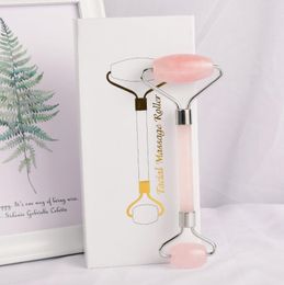 anti Ageing facial pink jade roller 100 natural crystal stone rose quartz face roller with gift box package