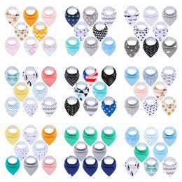 Newborn Bibs Bandana Baby Triangle Burp Cloths Printed Solid Saliva Towels Fashion Pure Cotton Kids Head Scarf Pinafore Dribble Bibs B7238