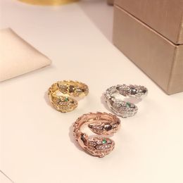 New pattern snake ring Golden Classic Fashion Party Jewellery For Women Rose Gold Wedding Luxurious snake Open size rings Free shipping