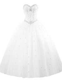 2019 Sexy White Sweetheart Crystal Ball Gown Quinceanera Dresses Tulle Plus Size Sweet 16 Dresses Debutante 15 Year Formal Party Dress BQ204