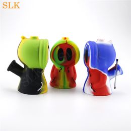 Dry Flower Dab Straw Glass Hand Pipes Ghost hookah shisha silicone water bong 4.70inch bubbler pipe smoking accessories