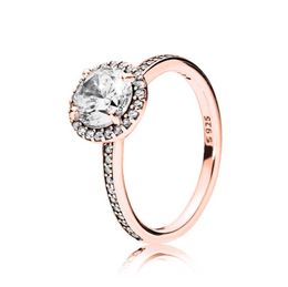 Real 925 Sterling Silver CZ Diamond RING LOGO Fit Pan-dora style Wedding Rings Engagement Jewellery with box for Women W143