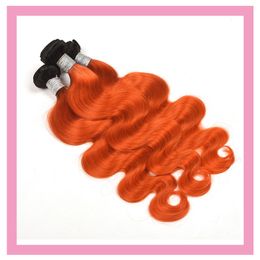 Malaysian 100% Human Hair Extensions 1B Orange Body Wave 3 Pcs Double Wefts 3 Bundles Body Wave 10-26inch 1B/Orange