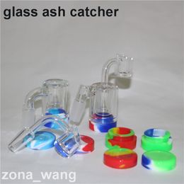 hookahs Mini Glass Ash Catcher with 5ml silicone container quartz banger 14mm for bong water pipe oil rig ashcatchers