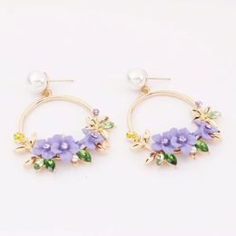 Fashion-earrings diamonds hoop huggie earrings jewelry women 18K gold plated accessories four colors yellow red purple pink