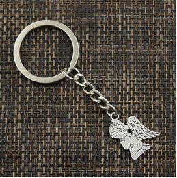 30pcs/lot Key Ring Keychain Jewelry Silver Plated Angel Charms pendant for Key accessories 24x17mm
