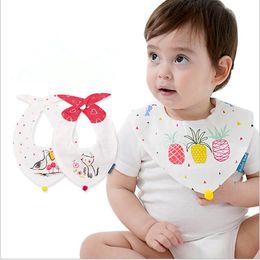 Baby Bibs Infant Cartoon Burp Cloths INS Fashion Bandana Waterproof Pure Cotton Saliva Bibs Scarf Kids Pinafore Dribble Triangle Bibs LT679