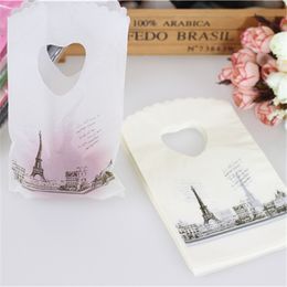 mini eiffel towers UK - Eiffel Tower Plastic Gift Bags With Handles Mini Jewelry Gift Bags 9x15 cm lovely plastic gift bags