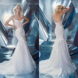Dany Mizrachi 2019 Wedding Dresses Spaghetti Lace Appliqued Glitter Beach Wedding Dress Bohemia Mermaid Bridal Gowns Vestidos De Noiva