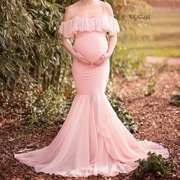 Maternity Dress For Photo Maternty Photography Props Sexy Ruffle Pregnant Dresses 2022 Women Elegant Long Mermaid Dress
